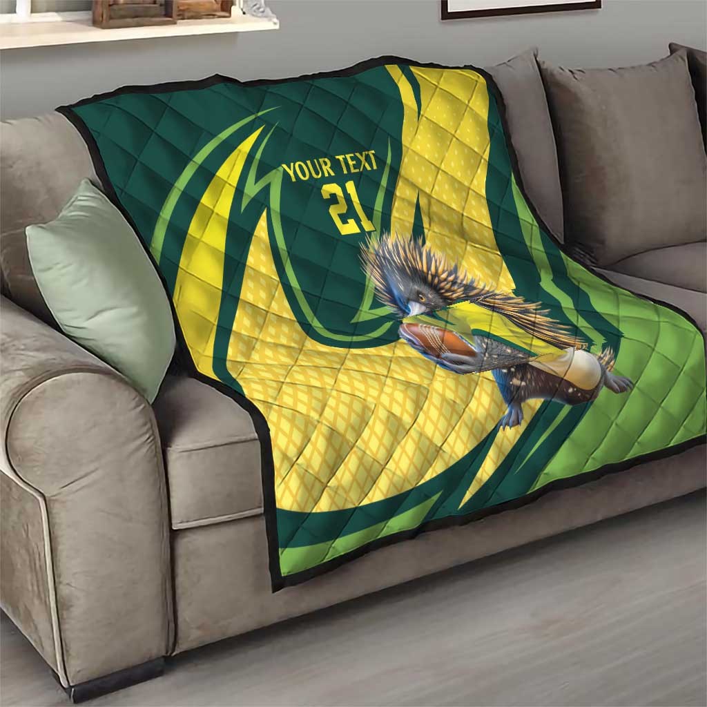 Australian Echidna Cricket Custom Quilt Aussie National Color