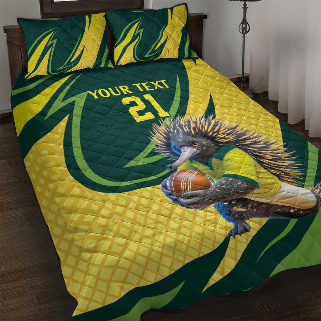 Australian Echidna Cricket Custom Quilt Bed Set Aussie National Color
