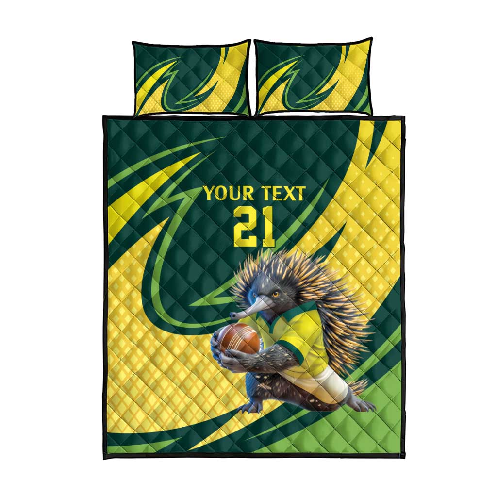 Australian Echidna Cricket Custom Quilt Bed Set Aussie National Color