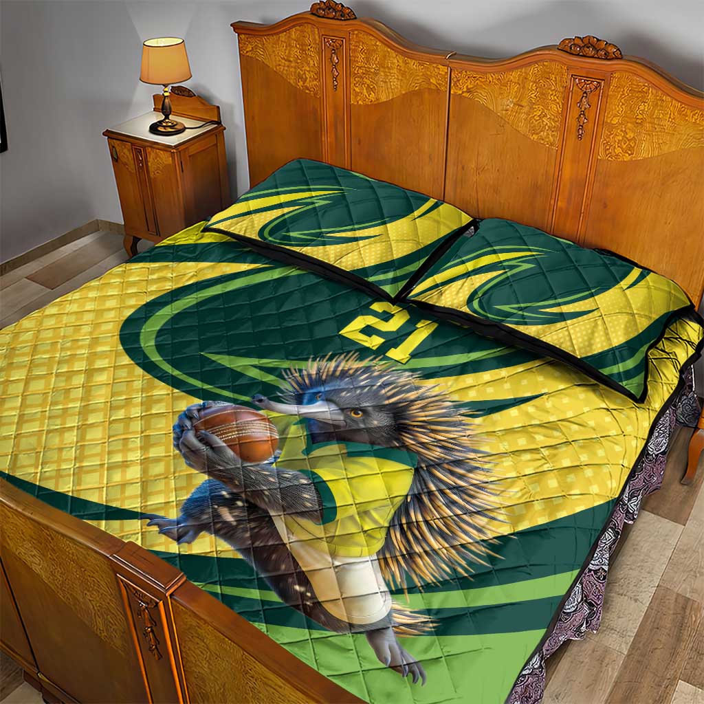 Australian Echidna Cricket Custom Quilt Bed Set Aussie National Color