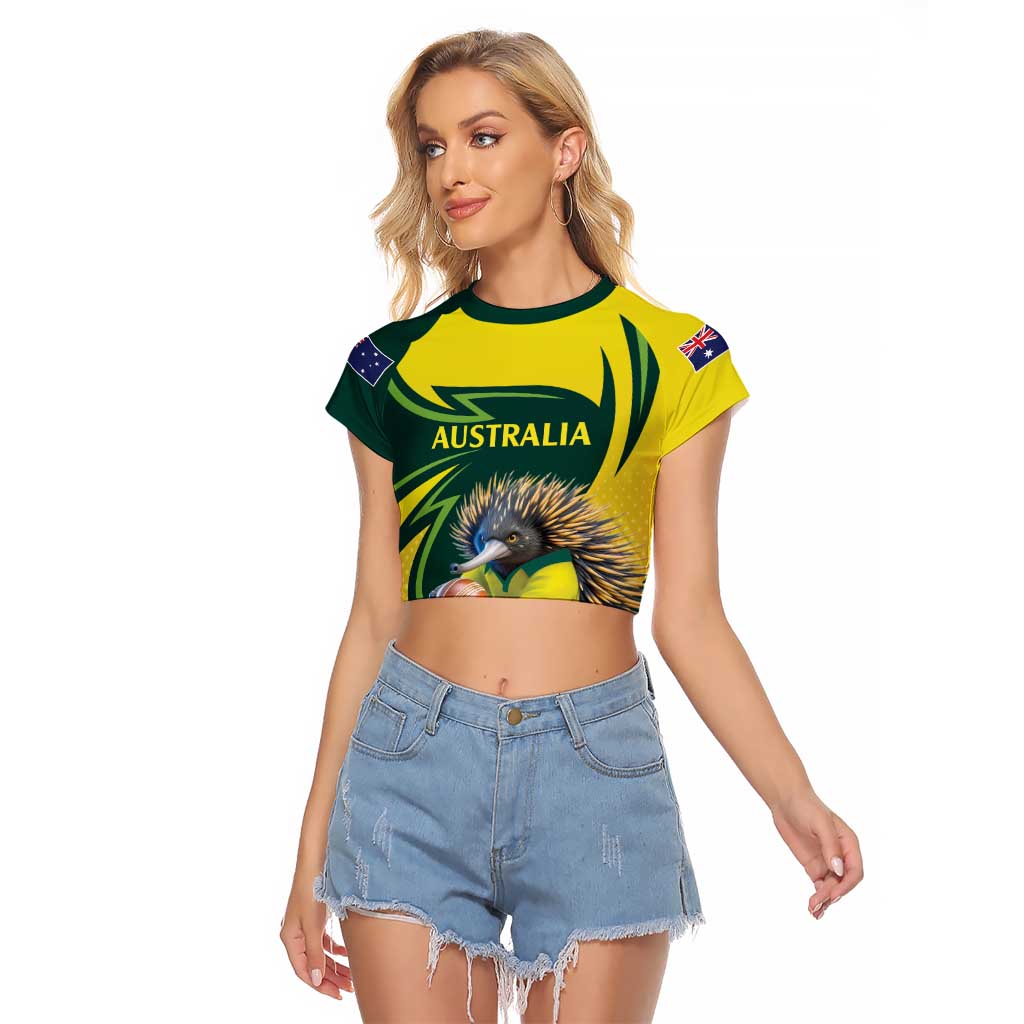 Australian Echidna Cricket Custom Raglan Cropped T Shirt Aussie National Color