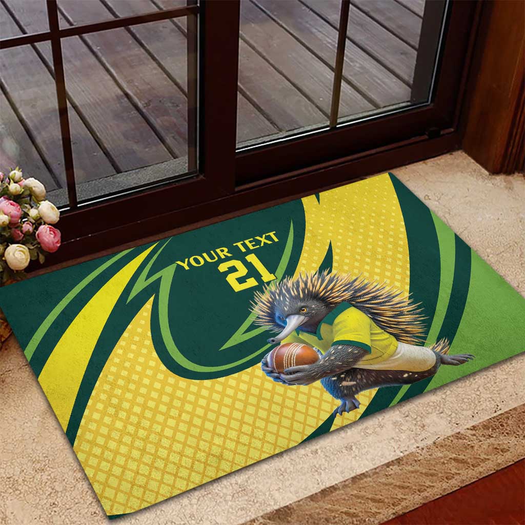 Australian Echidna Cricket Custom Rubber Doormat Aussie National Color