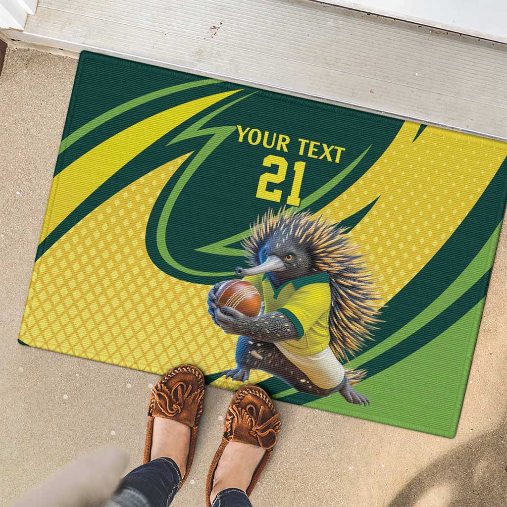 Australian Echidna Cricket Custom Rubber Doormat Aussie National Color