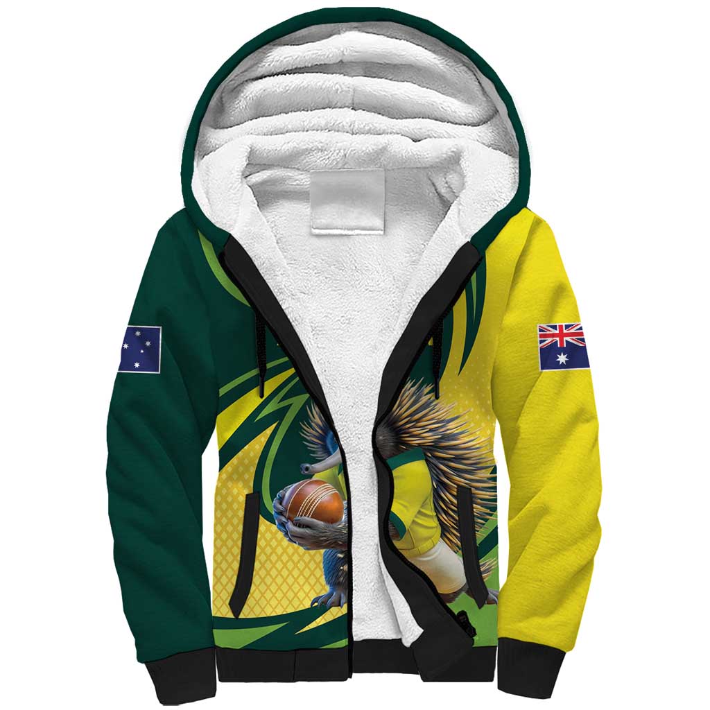 Australian Echidna Cricket Custom Sherpa Hoodie Aussie National Color