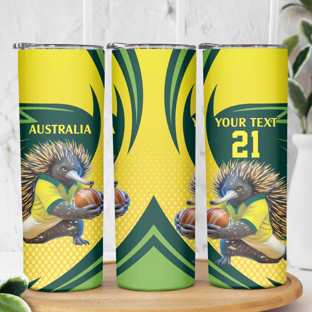 Australian Echidna Cricket Custom Skinny Tumbler Aussie National Color