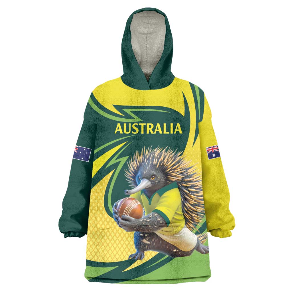 Australian Echidna Cricket Custom Wearable Blanket Hoodie Aussie National Color