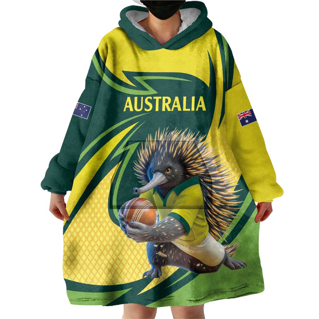 Australian Echidna Cricket Custom Wearable Blanket Hoodie Aussie National Color