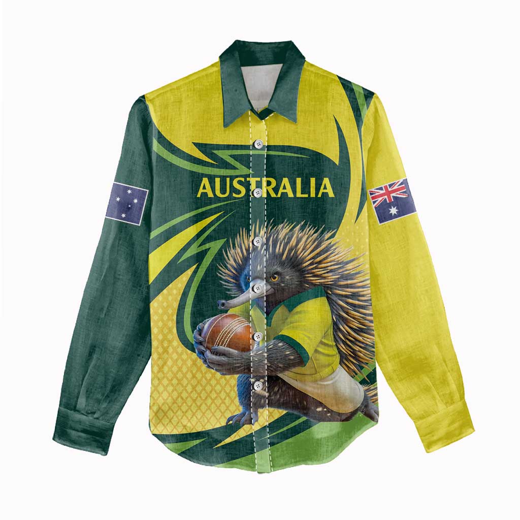 Australian Echidna Cricket Custom Women Casual Shirt Aussie National Color