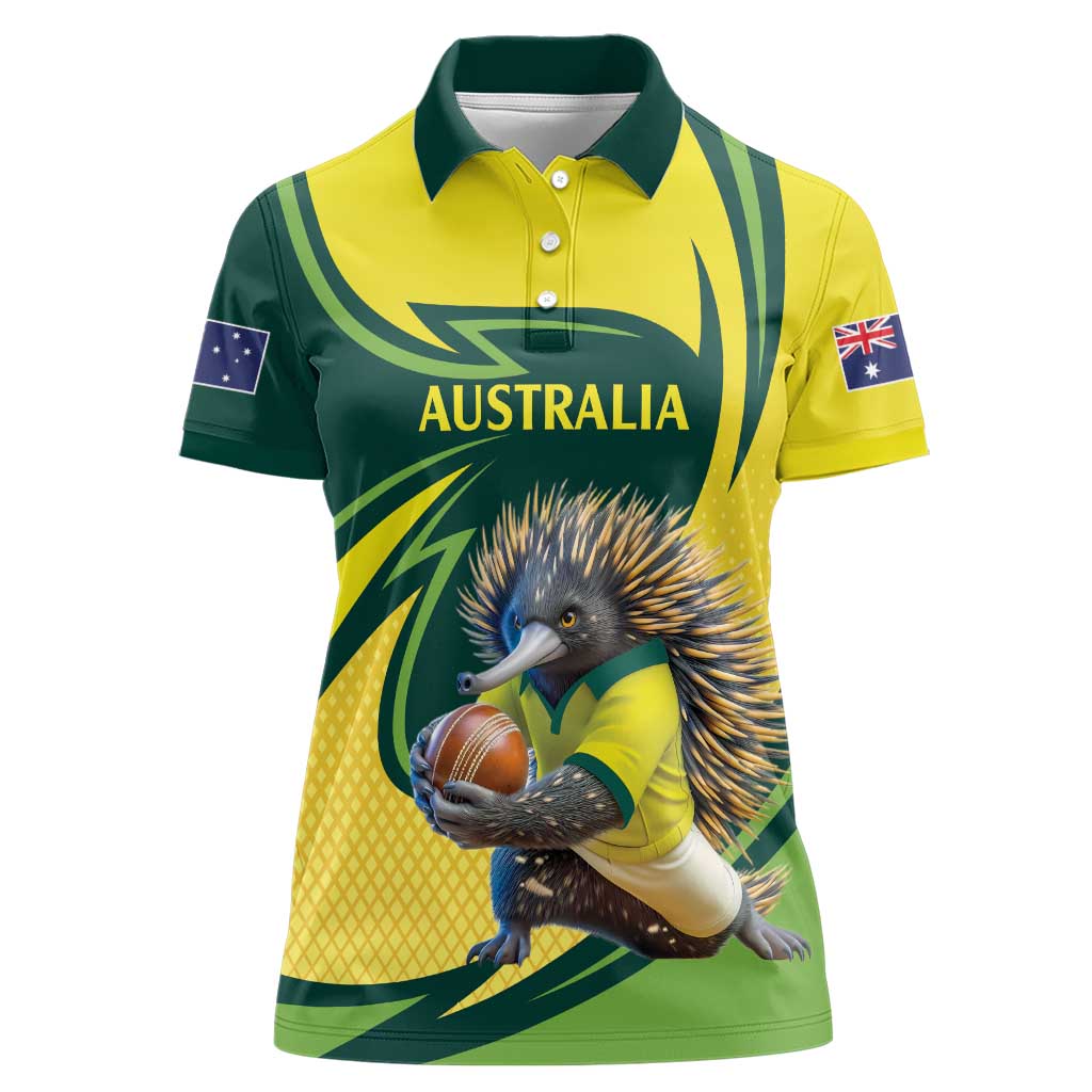 Australian Echidna Cricket Custom Women Polo Shirt Aussie National Color