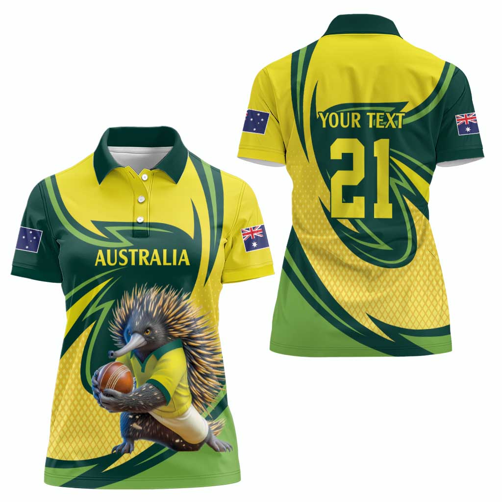 Australian Echidna Cricket Custom Women Polo Shirt Aussie National Color