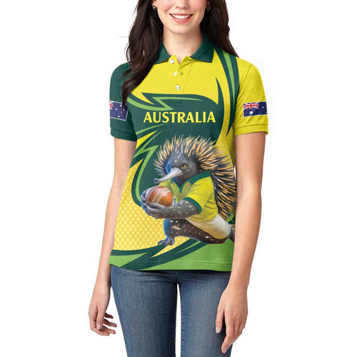 Australian Echidna Cricket Custom Women Polo Shirt Aussie National Color