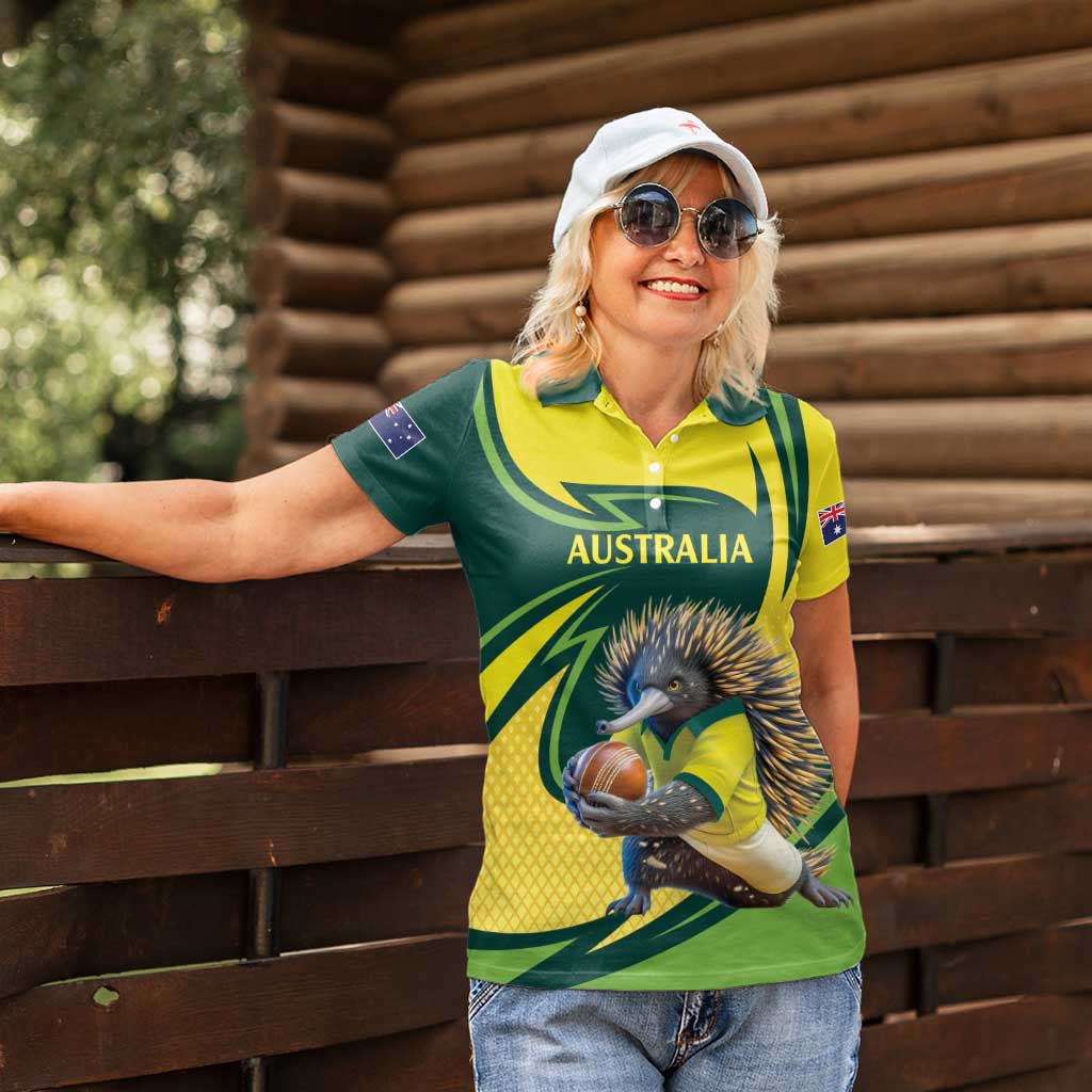 Australian Echidna Cricket Custom Women Polo Shirt Aussie National Color