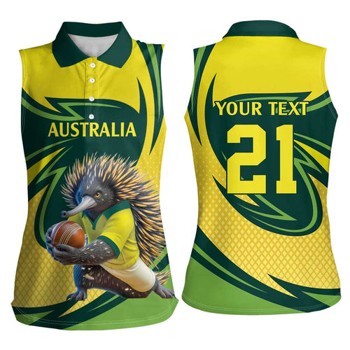 Australian Echidna Cricket Custom Women Sleeveless Polo Shirt Aussie National Color