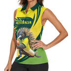 Australian Echidna Cricket Custom Women Sleeveless Polo Shirt Aussie National Color