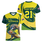 Australian Echidna Cricket Custom Women V-Neck T-Shirt Aussie National Color
