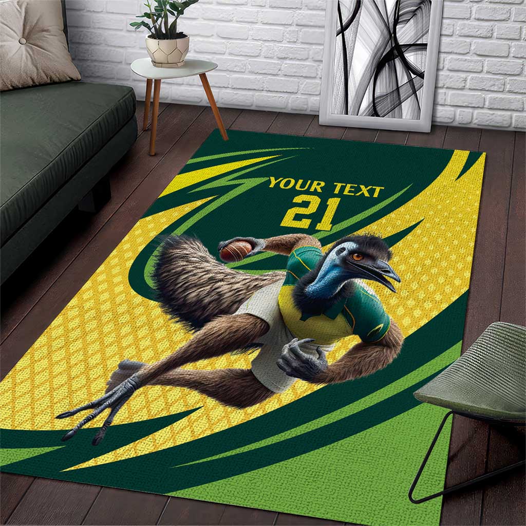 Australian Emu Cricket Custom Area Rug Aussie National Color