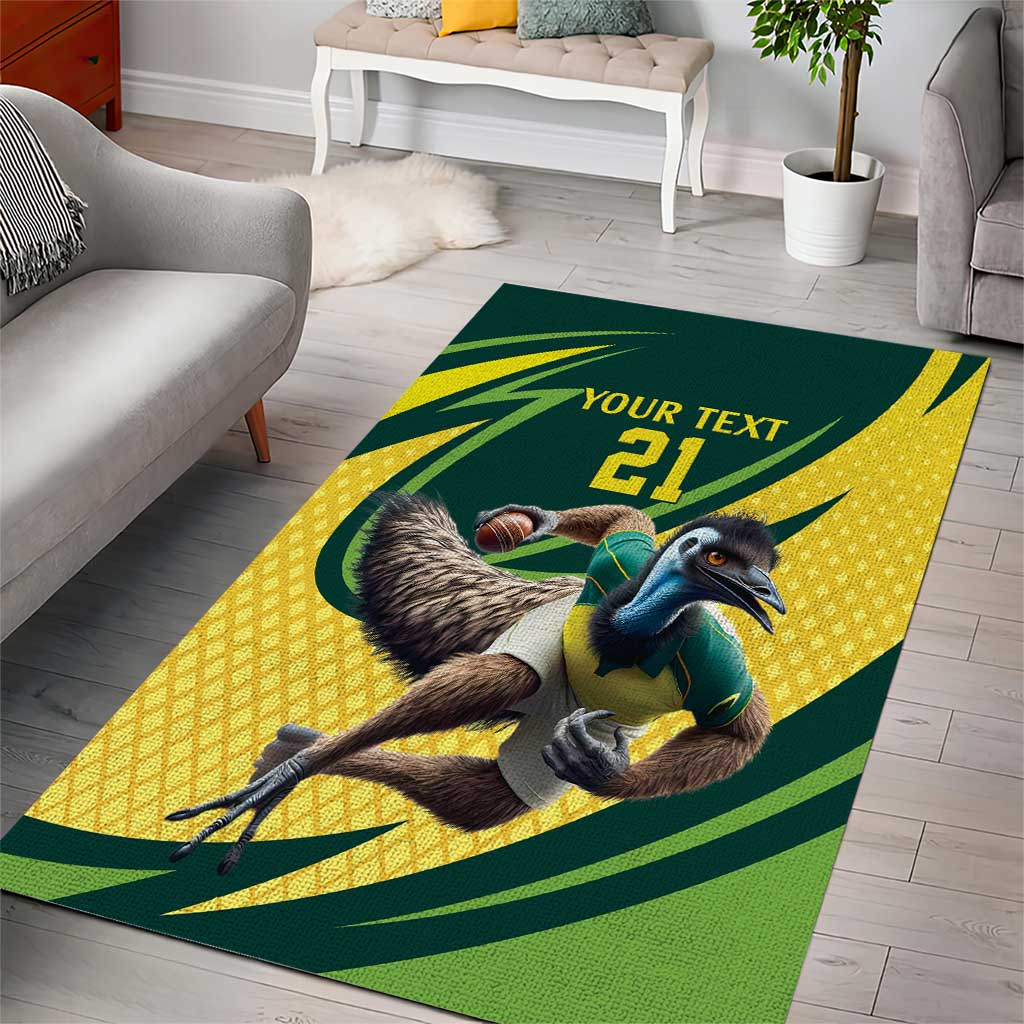 Australian Emu Cricket Custom Area Rug Aussie National Color
