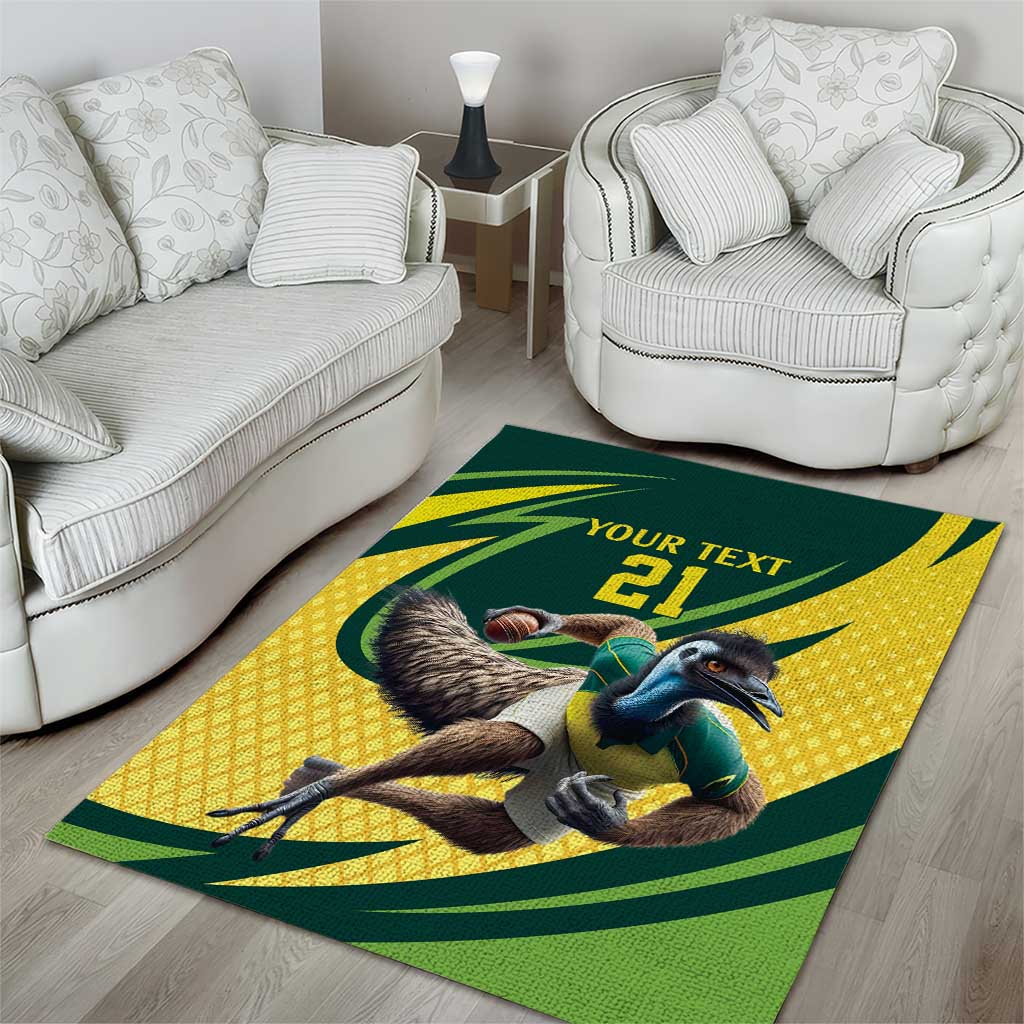 Australian Emu Cricket Custom Area Rug Aussie National Color