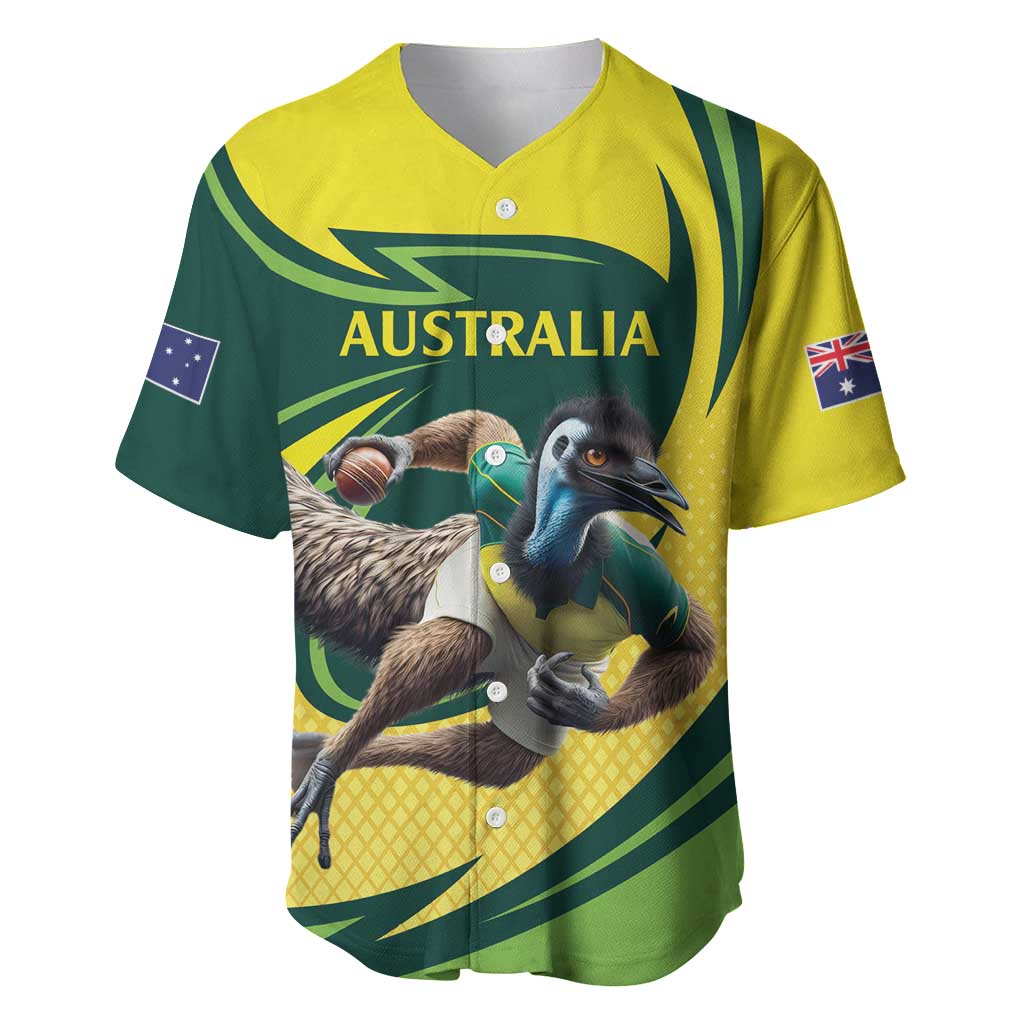 Australian Emu Cricket Custom Baseball Jersey Aussie National Color
