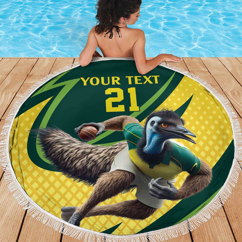 Australian Emu Cricket Custom Beach Blanket Aussie National Color