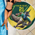 Australian Emu Cricket Custom Beach Blanket Aussie National Color