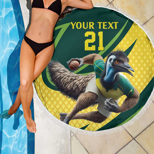 Australian Emu Cricket Custom Beach Blanket Aussie National Color