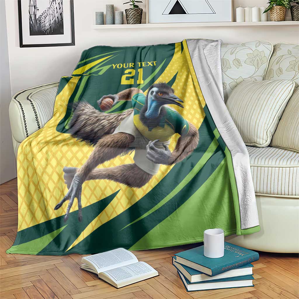 Australian Emu Cricket Custom Blanket Aussie National Color