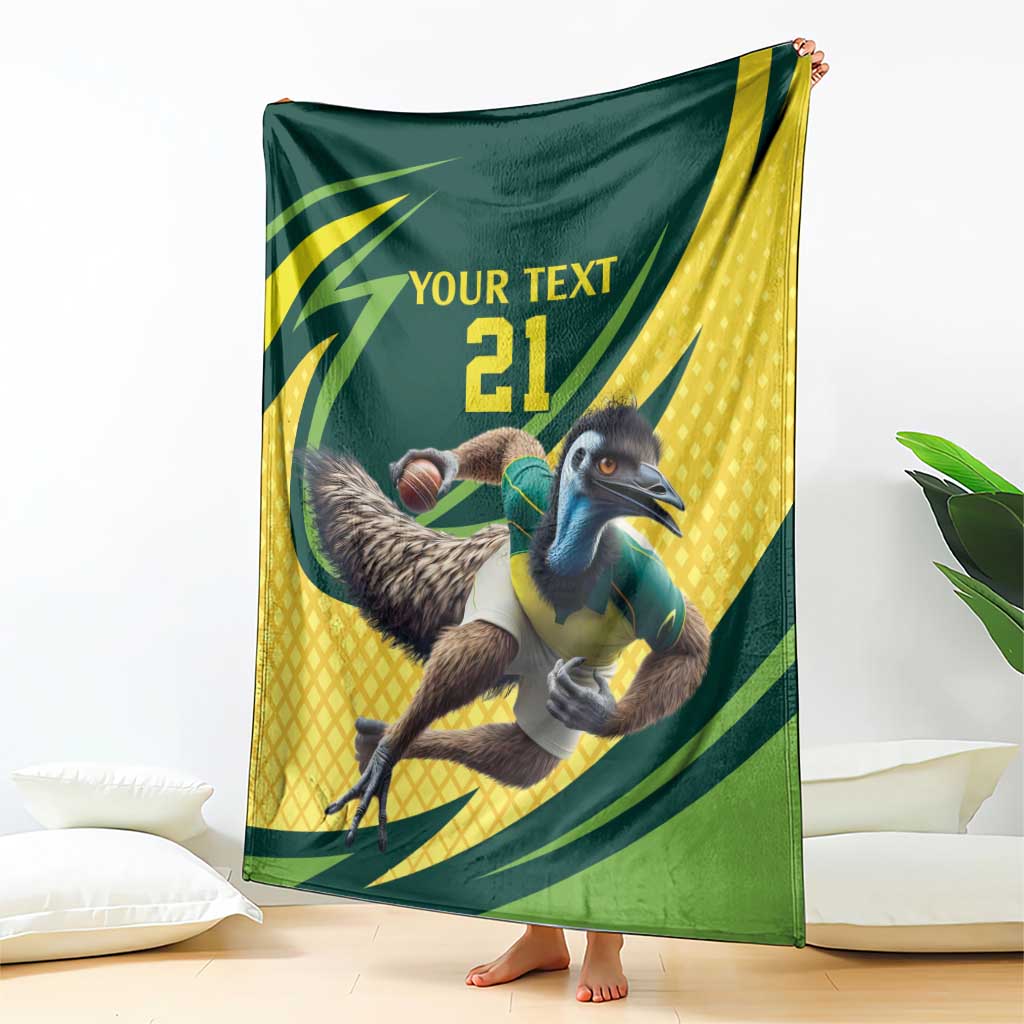 Australian Emu Cricket Custom Blanket Aussie National Color