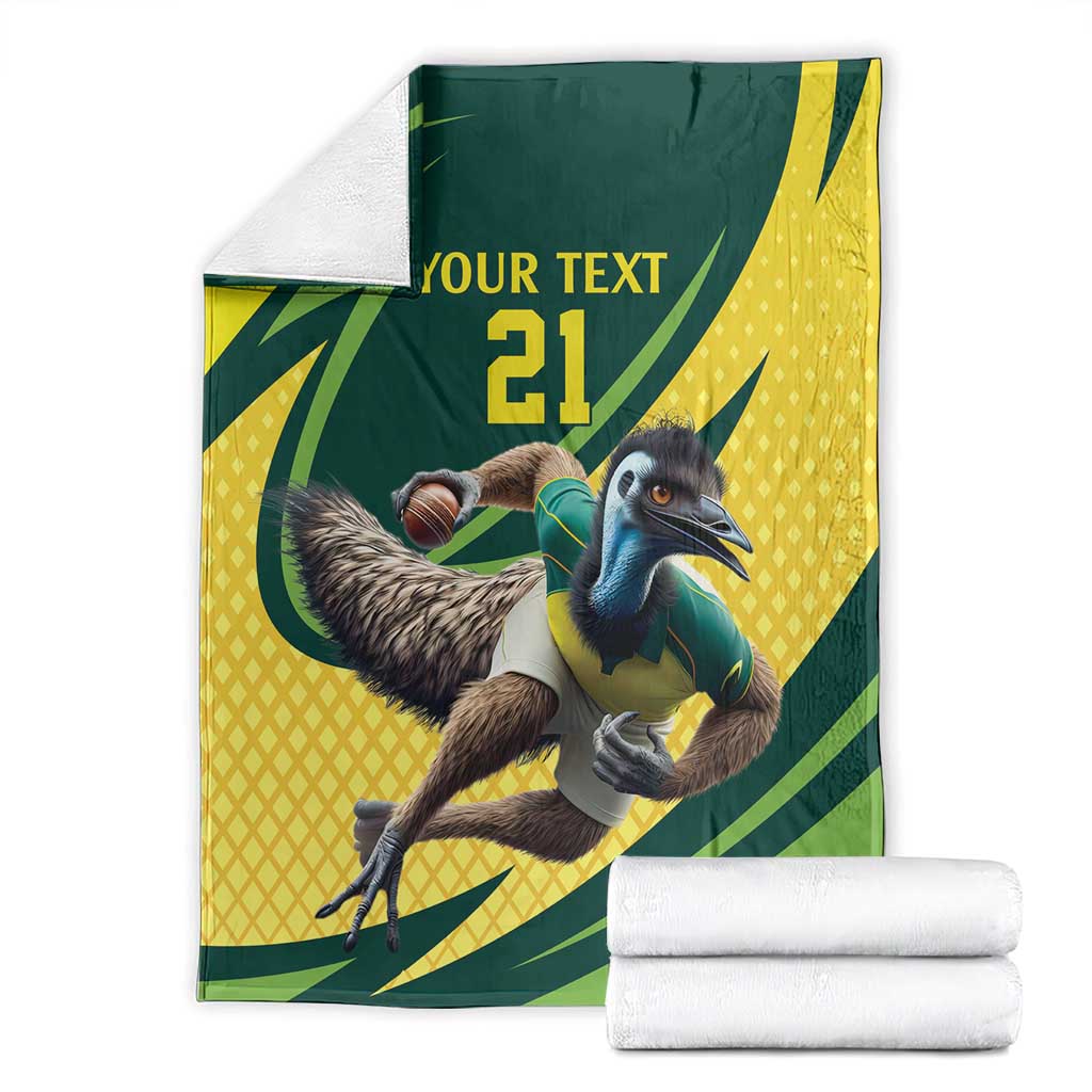 Australian Emu Cricket Custom Blanket Aussie National Color