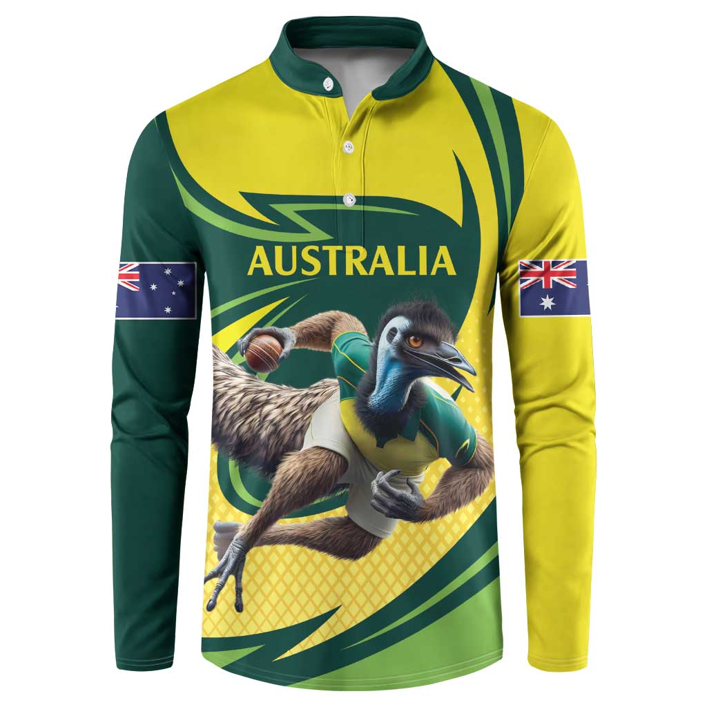 Australian Emu Cricket Custom Button Sweatshirt Aussie National Color
