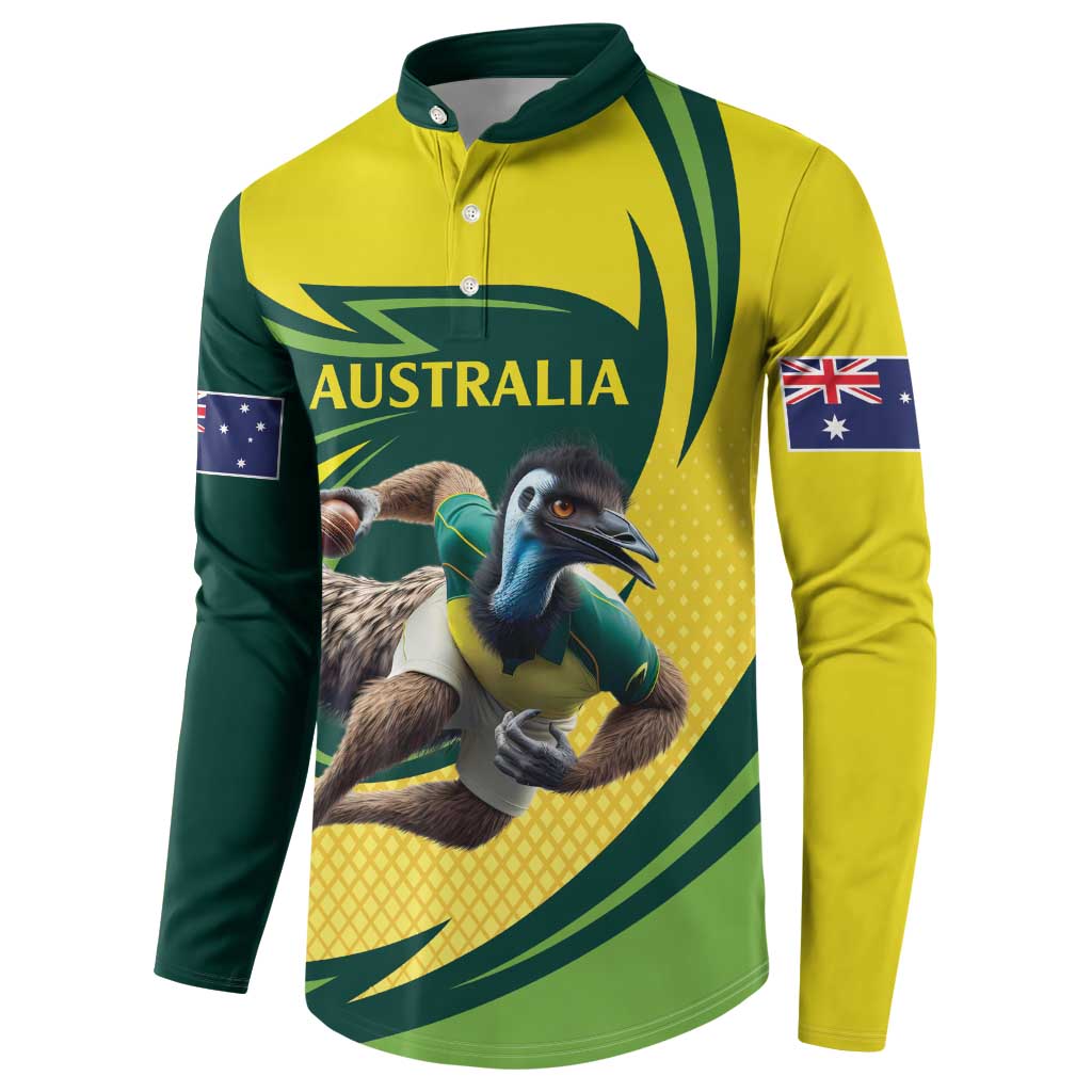 Australian Emu Cricket Custom Button Sweatshirt Aussie National Color