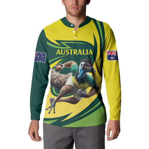 Australian Emu Cricket Custom Button Sweatshirt Aussie National Color