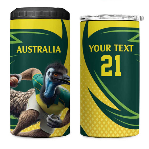 Australian Emu Cricket Custom 4 in 1 Can Cooler Tumbler Aussie National Color