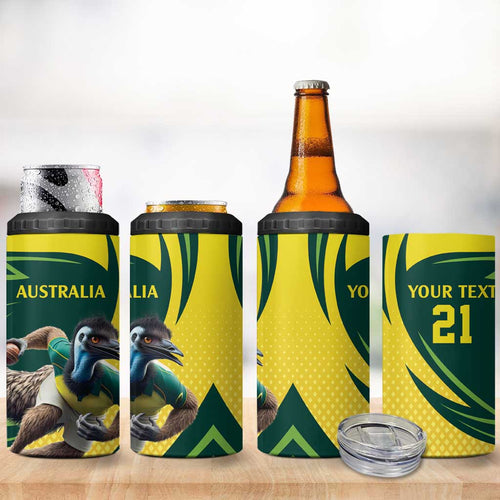 Australian Emu Cricket Custom 4 in 1 Can Cooler Tumbler Aussie National Color