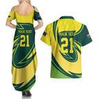 Australian Emu Cricket Custom Couples Matching Summer Maxi Dress and Hawaiian Shirt Aussie National Color