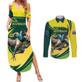 Australian Emu Cricket Custom Couples Matching Summer Maxi Dress and Long Sleeve Button Shirt Aussie National Color