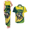 Australian Emu Cricket Custom Couples Matching Tank Maxi Dress and Hawaiian Shirt Aussie National Color