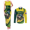 Australian Emu Cricket Custom Couples Matching Tank Maxi Dress and Long Sleeve Button Shirt Aussie National Color