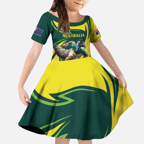 Australian Emu Cricket Custom Family Matching Mermaid Dress and Hawaiian Shirt Aussie National Color