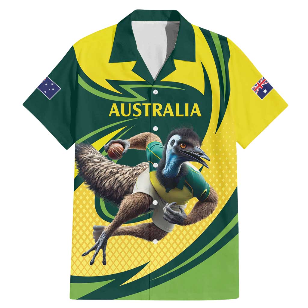 Australian Emu Cricket Custom Family Matching Mermaid Dress and Hawaiian Shirt Aussie National Color
