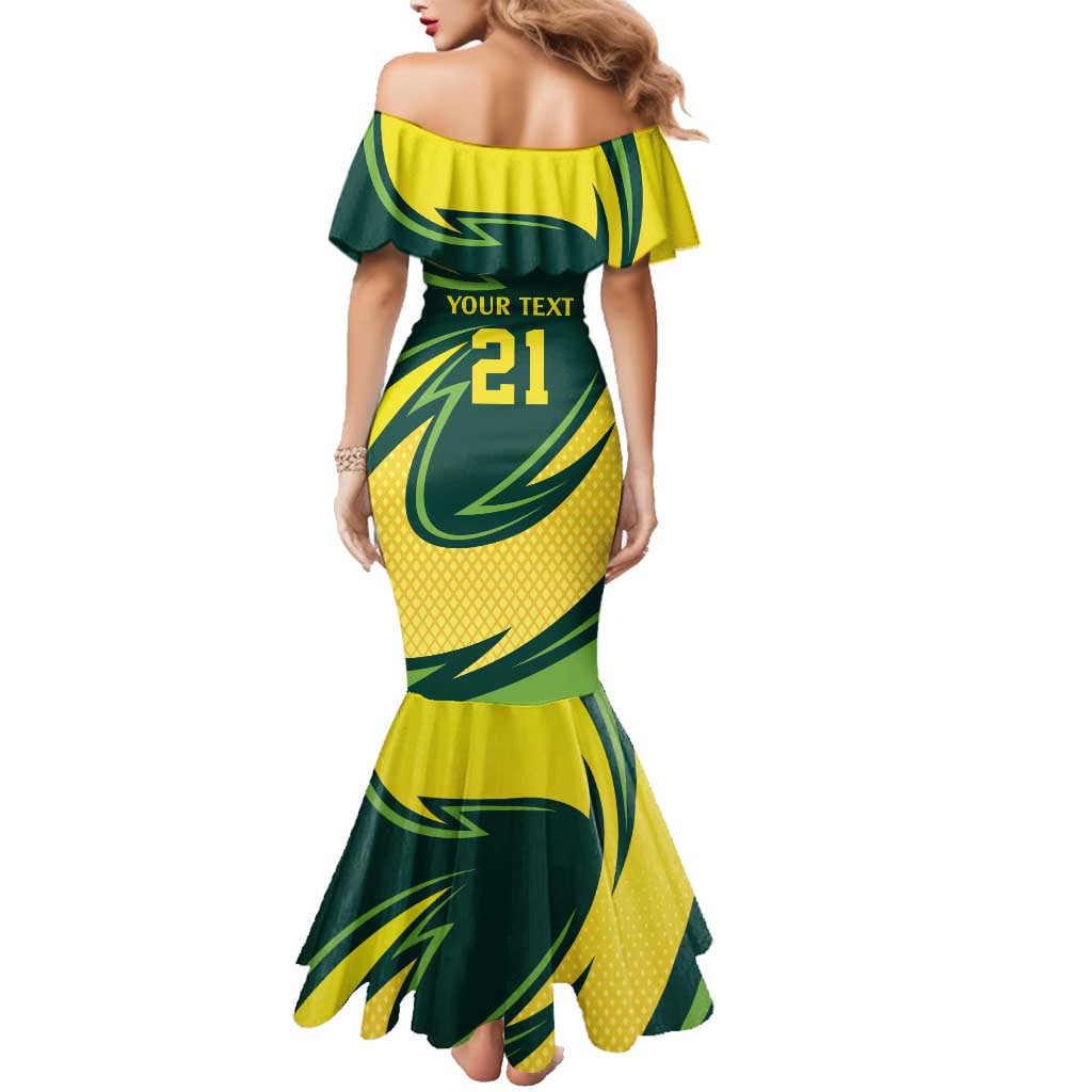 Australian Emu Cricket Custom Family Matching Mermaid Dress and Hawaiian Shirt Aussie National Color