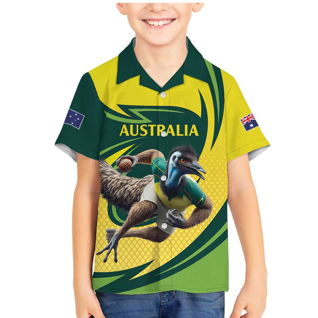 Australian Emu Cricket Custom Family Matching Mermaid Dress and Hawaiian Shirt Aussie National Color