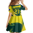 Australian Emu Cricket Custom Family Matching Off The Shoulder Long Sleeve Dress and Hawaiian Shirt Aussie National Color