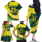 Australian Emu Cricket Custom Family Matching Off The Shoulder Long Sleeve Dress and Hawaiian Shirt Aussie National Color