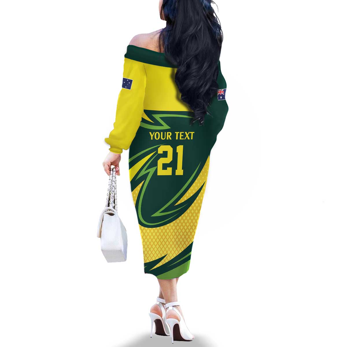 Australian Emu Cricket Custom Family Matching Off The Shoulder Long Sleeve Dress and Hawaiian Shirt Aussie National Color