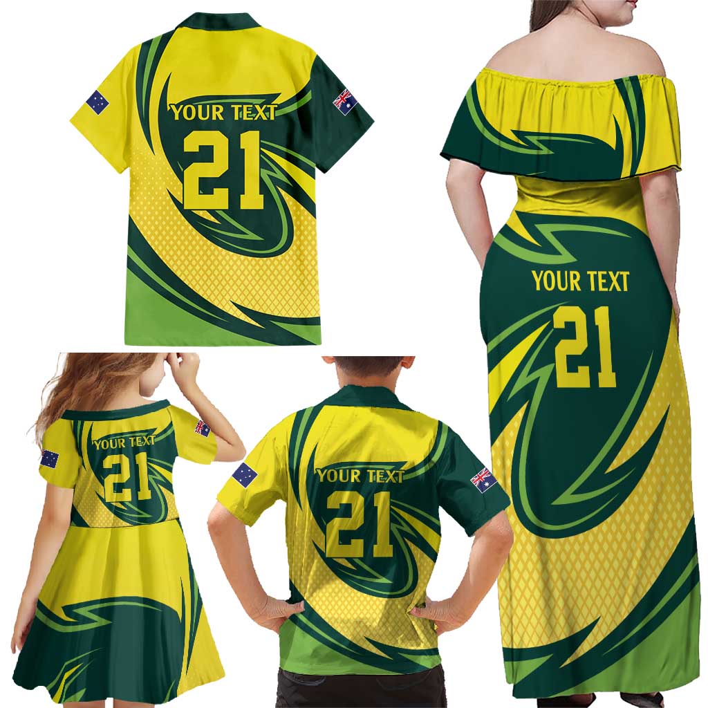 Australian Emu Cricket Custom Family Matching Off Shoulder Maxi Dress and Hawaiian Shirt Aussie National Color