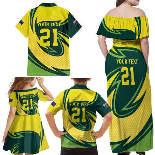 Australian Emu Cricket Custom Family Matching Off Shoulder Maxi Dress and Hawaiian Shirt Aussie National Color