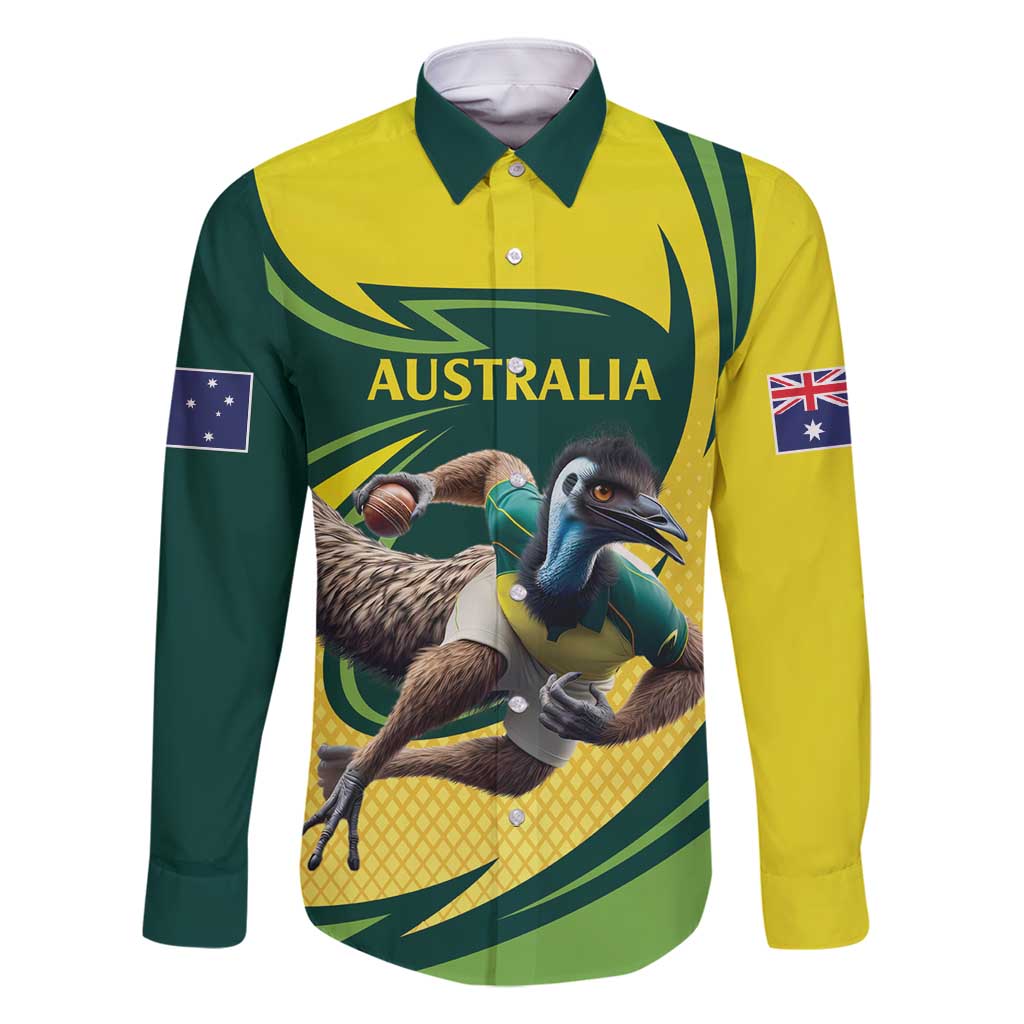 Australian Emu Cricket Custom Family Matching Off Shoulder Maxi Dress and Hawaiian Shirt Aussie National Color
