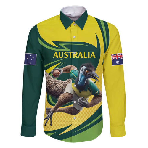 Australian Emu Cricket Custom Family Matching Off Shoulder Maxi Dress and Hawaiian Shirt Aussie National Color