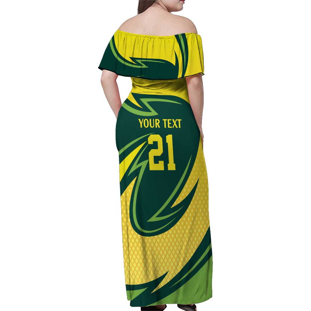 Australian Emu Cricket Custom Family Matching Off Shoulder Maxi Dress and Hawaiian Shirt Aussie National Color
